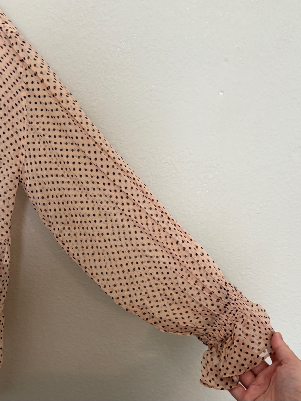 All Saints Penny Polka Dot Sheer Pink Blouse Size 10 - Picture 4 of 6